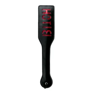 Spanking Paddle in schwarz mit rotem Aufdruck "Bitch"