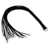 Leather Spiked Whip Lederpeitsche mit Spikes an den Riemen in Schwarz